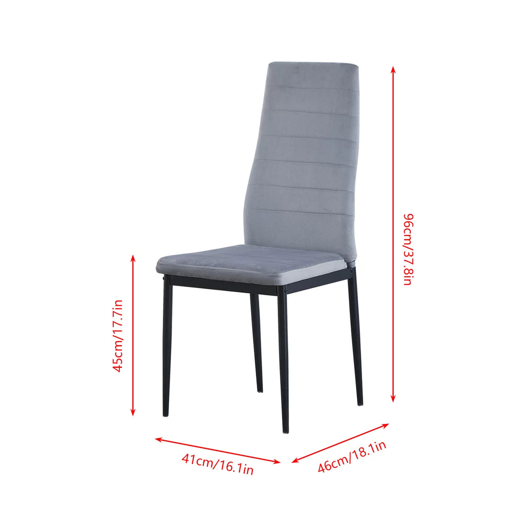 Set of 4 Gray Velvet Upholstered Dining Chairs E7283