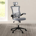 Silver Grey High-Back Mesh Executive Office Chair with Headrest and Flip-Up Arms C713
