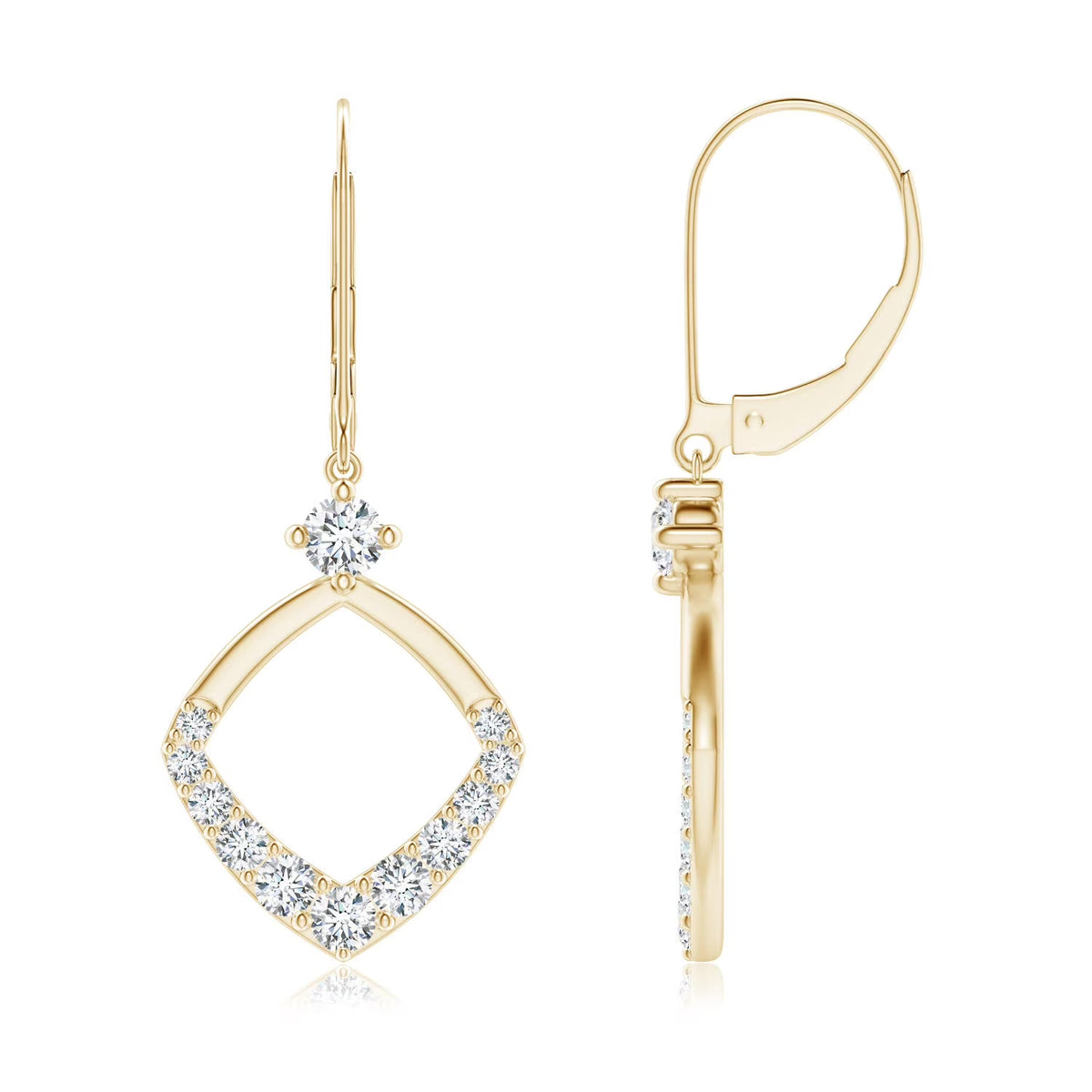 14K Yellow Gold Diamond Drop Earrings H910