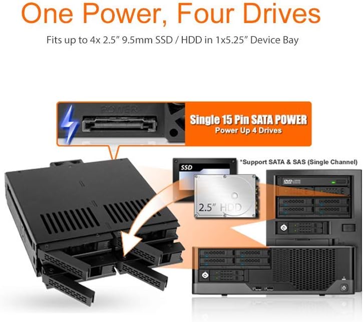 6 x 2.5" SATA HDD SSD Hot Swap Cage for External 5.25" Bay B937328