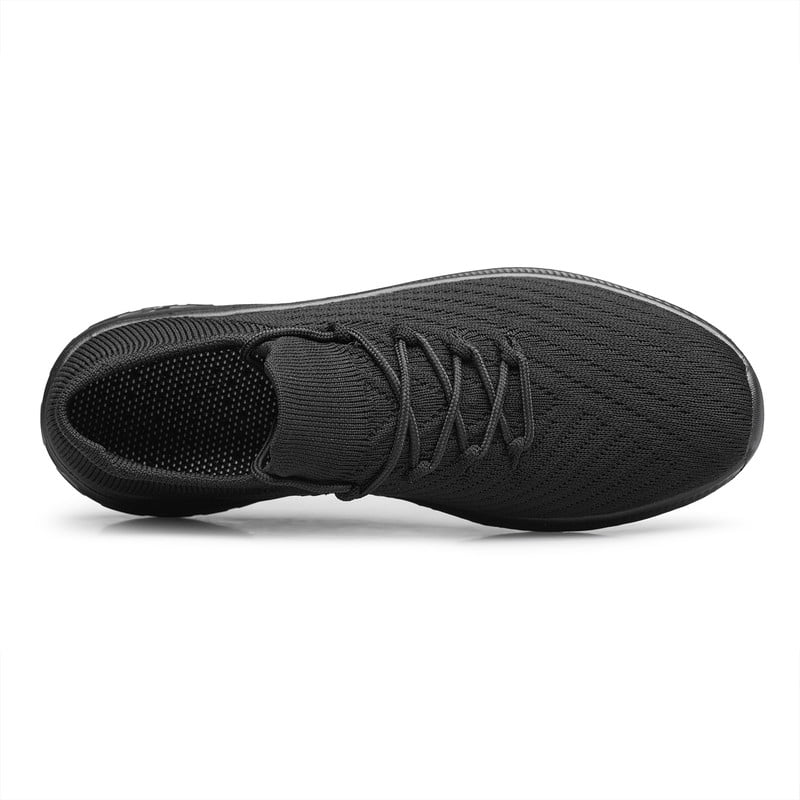 All Black Lightweight Breathable Non Slip Slip On Walking Shoes T907