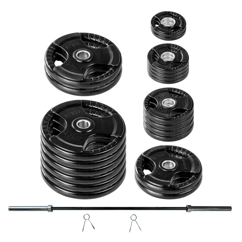 400 LB Olympic Weight Set with Barbell and Clips C306804