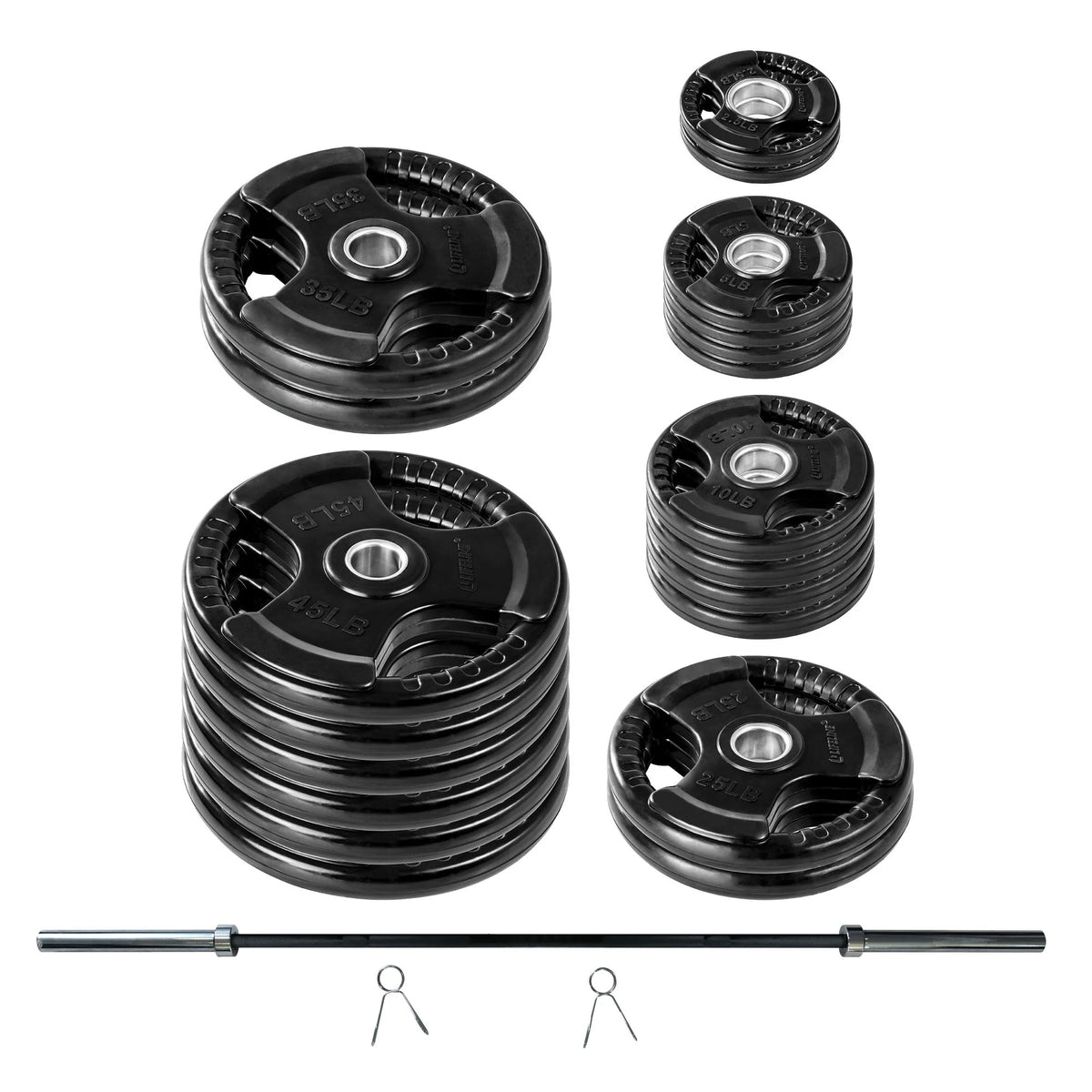400 LB Olympic Weight Set with Barbell and Clips C306804