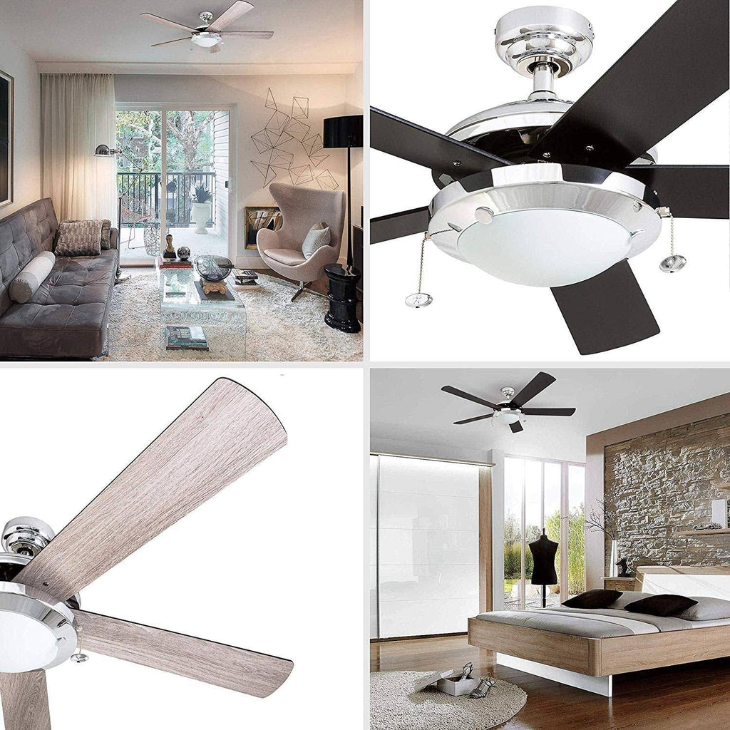 Chrome Contemporary Rustic Ceiling Fan, 52 LED H554367