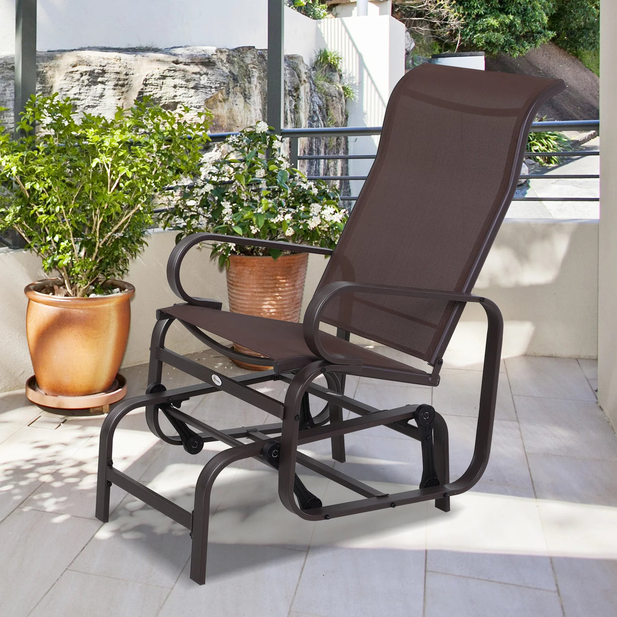 Brown Wooden Legs Glider Rocking Chair E956