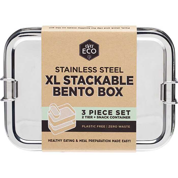 Stainless Steel XL Stackable 2 Tier Bento 1900ml V766