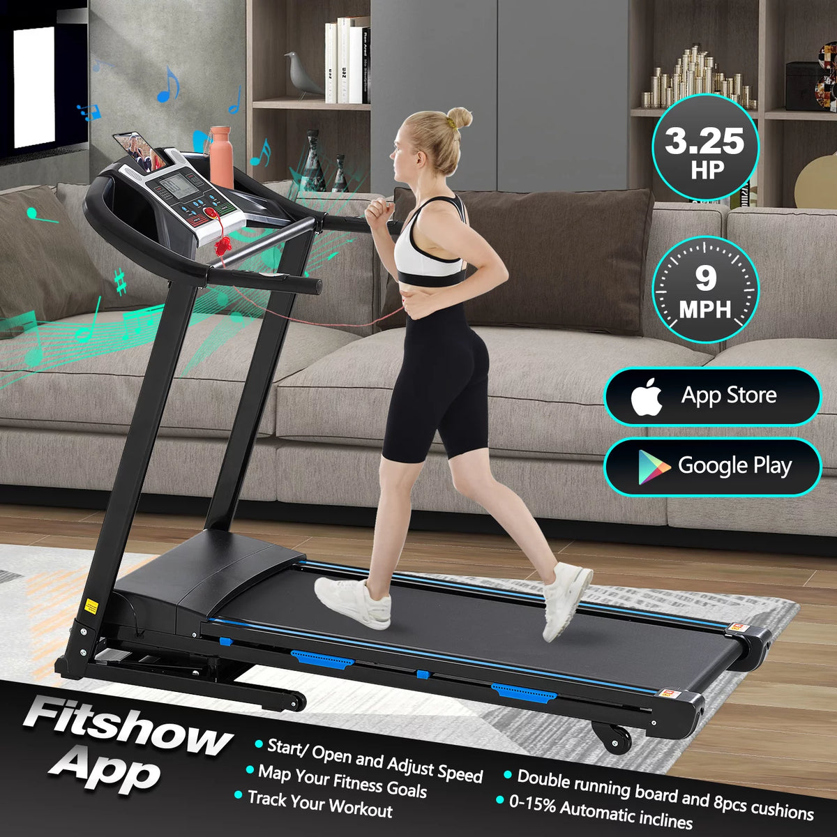 3.5HP Folding Electric Treadmill with Auto Incline R227