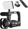 4K 48MP 3.0 Inch IPS Touch Screen Camcorder with Microphone and 2 Batteries (Black) X208455