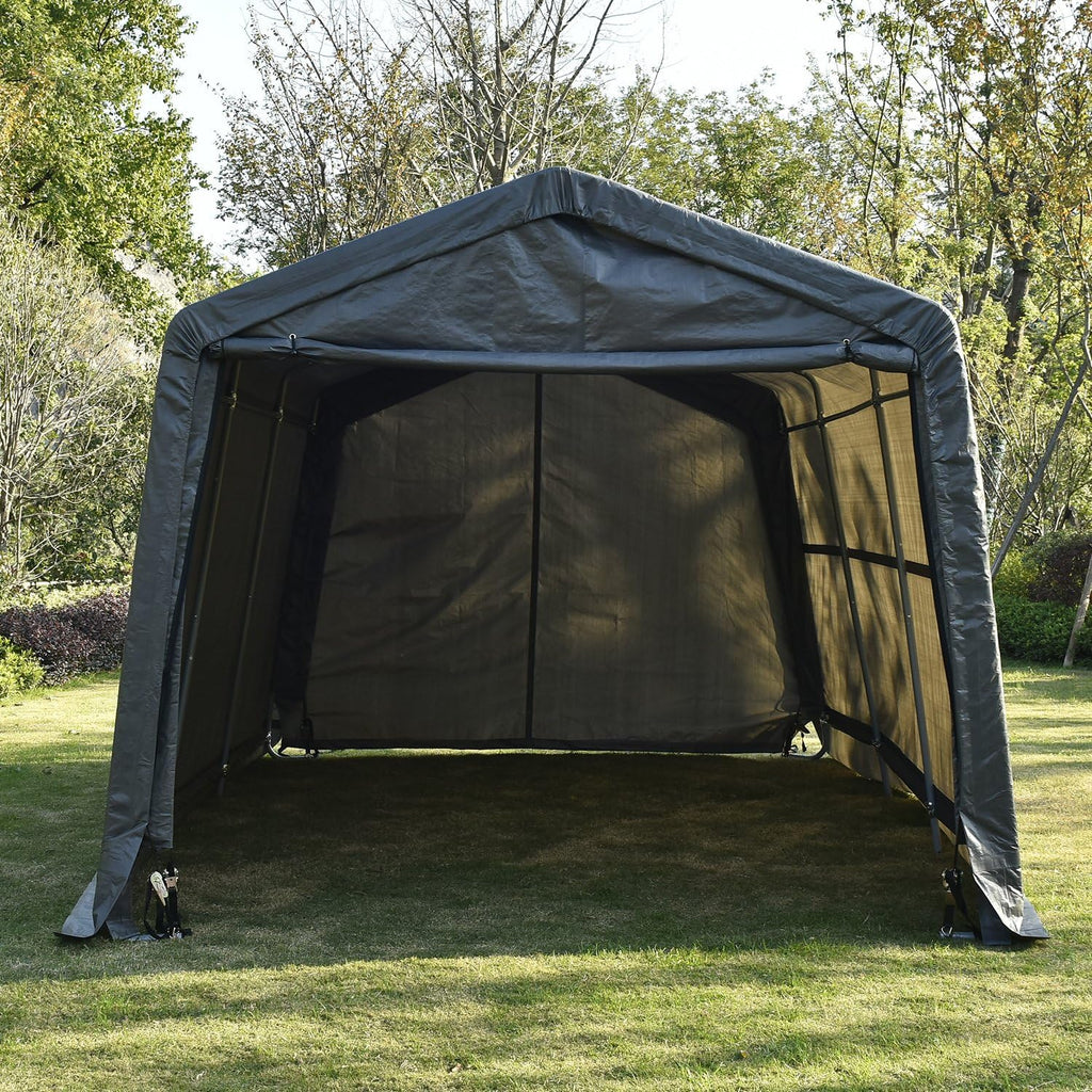 10x15x8ft Portable Heavy Duty Carport, Gray V52584