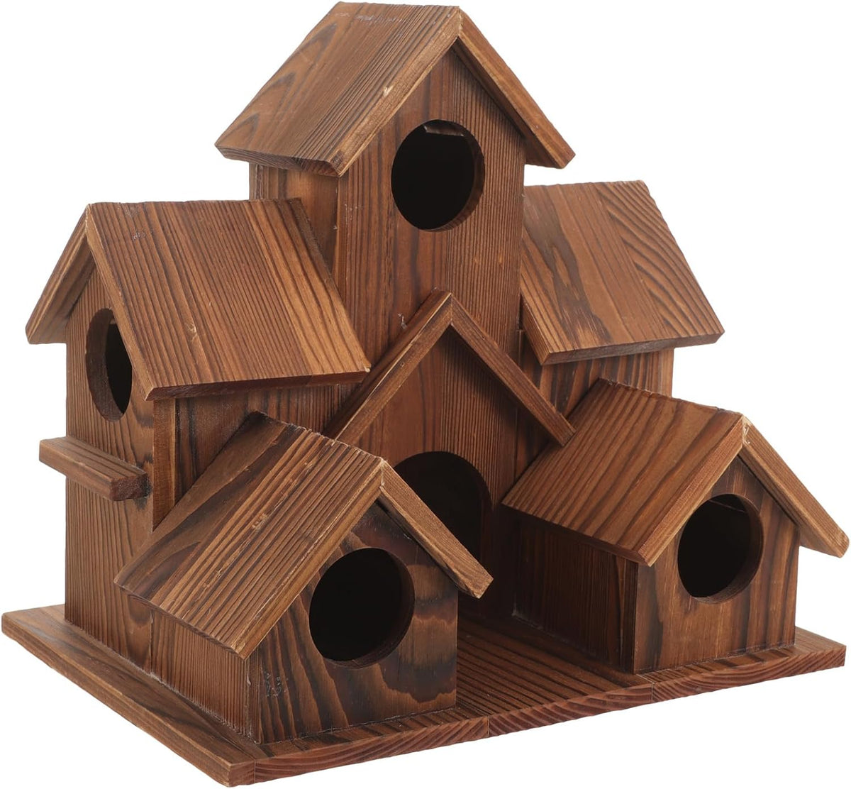 6 Hole Handmade Natural Wooden Bird House D331608