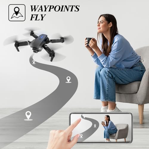 Foldable Mini Drone with 1080P Camera, 2 Batteries, Black M13900