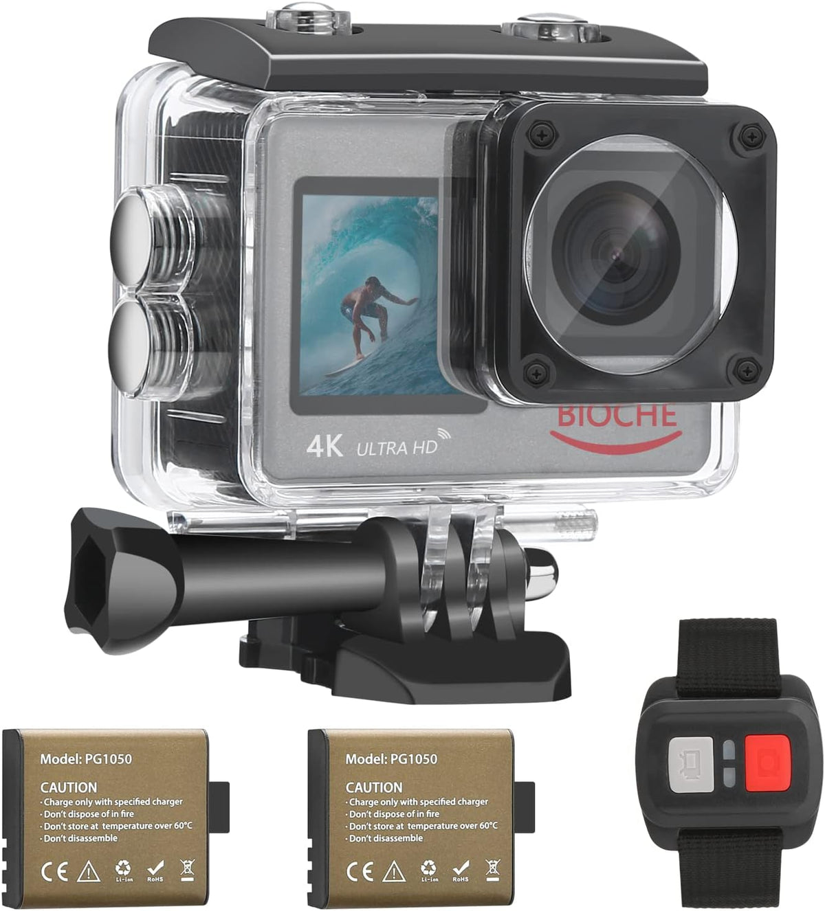 4K60FPS WiFi Dual Screen Action Camera 20MP Touch Screen EIS 170 Angle Wide 30m Waterproof 4X Zoom Sports Camera U629