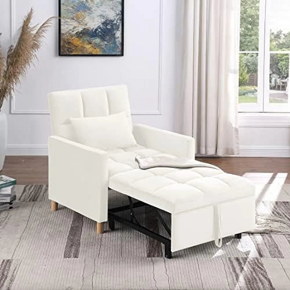 Convertible Chair Sleeper Velvet Adjustable Single Sofa Bed with Lumbar R844806