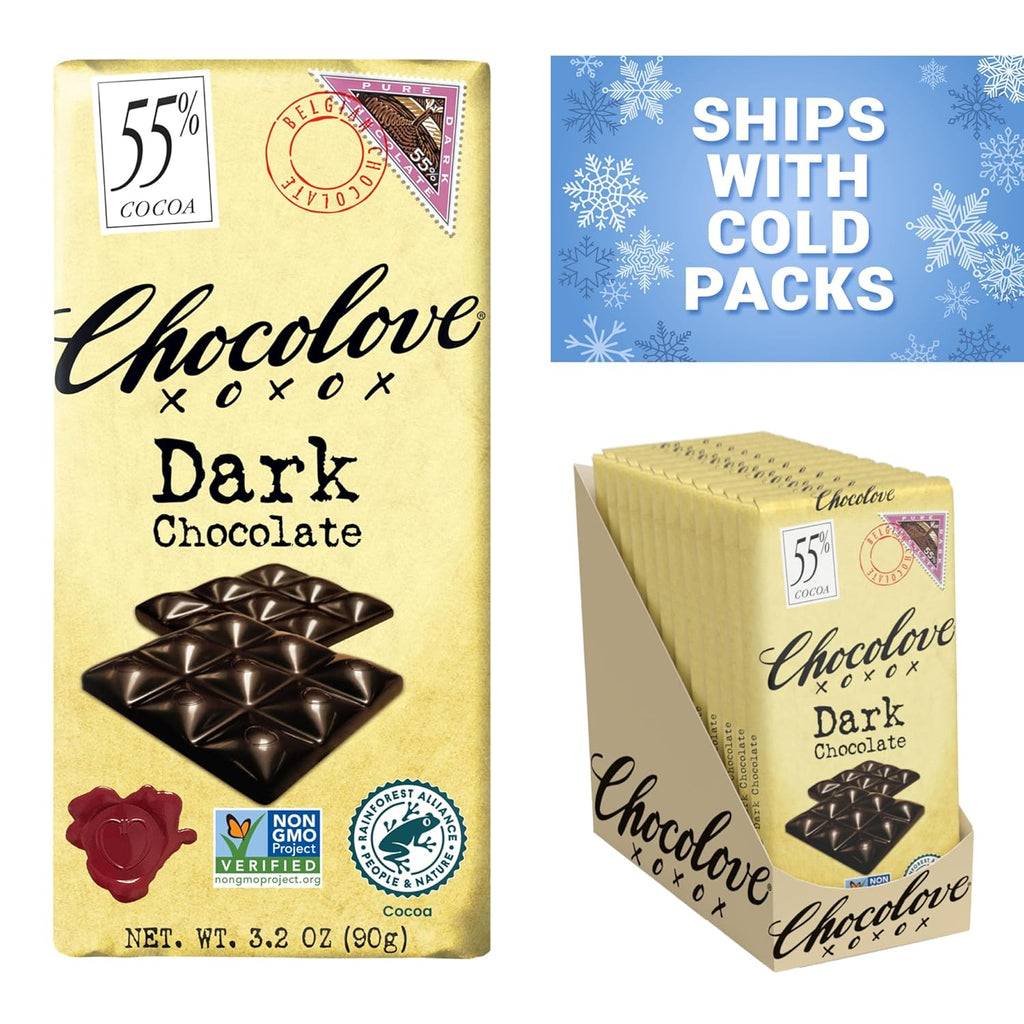 Dark Chocolate Bars 55% Cocoa 3.2oz Bar 12 Pack B9522