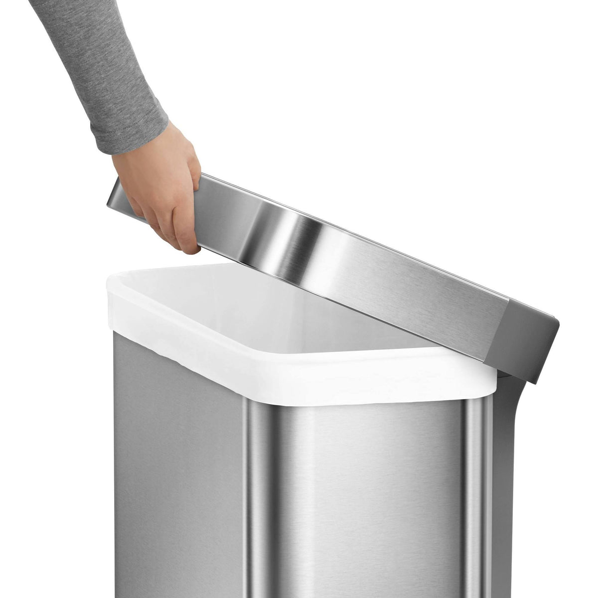55L Rectangular Step Trash Can Brushed Silver D795