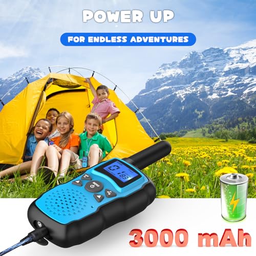 2 Pack Pink Purple Rechargeable Walkie Talkies with USB Charger 6000mAh Battery Flashlight Lanyard M905