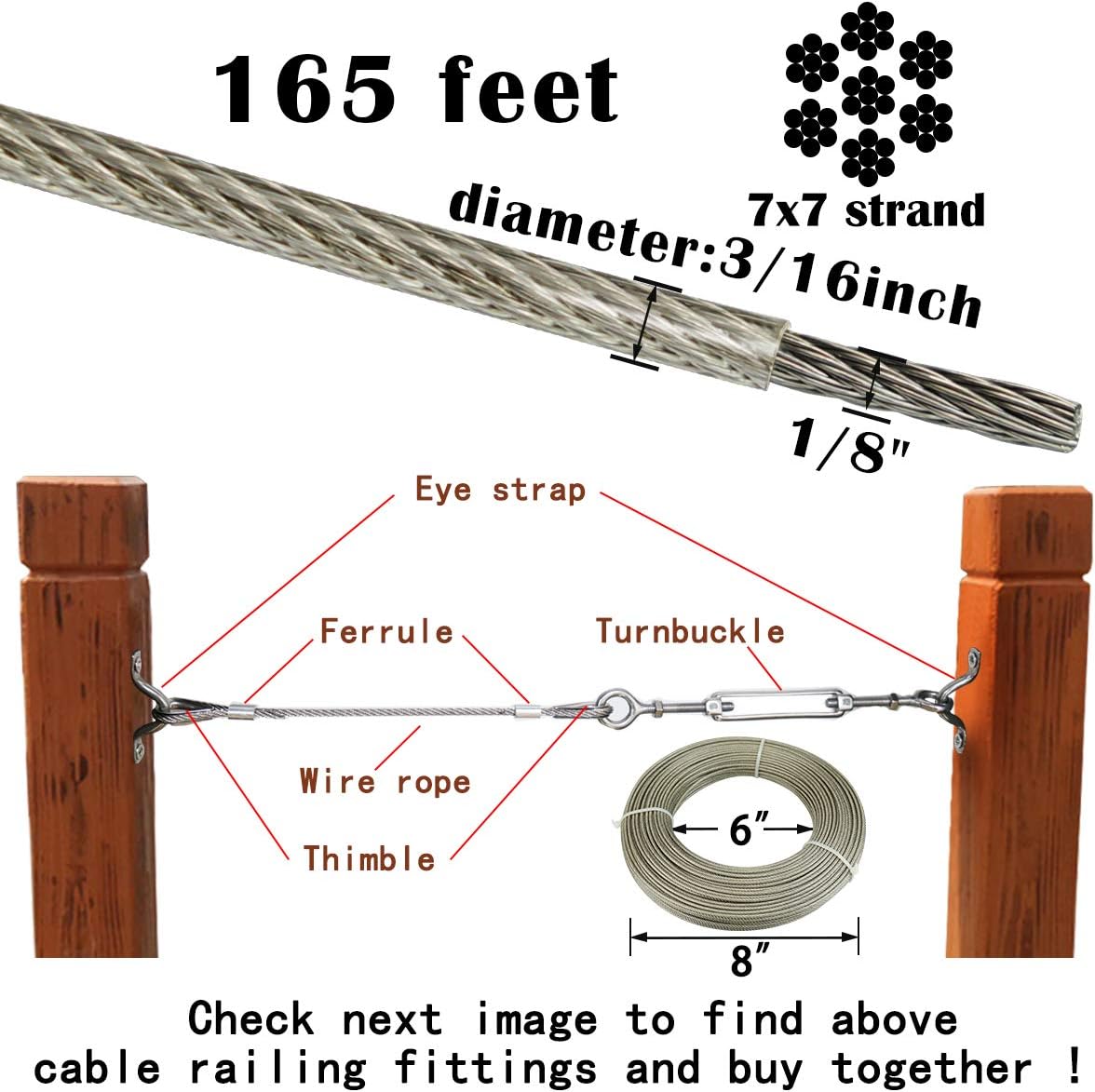 1/8'' Thru 3/16'' Vinyl Coated Wire Rope 7x7 Strand Z77129