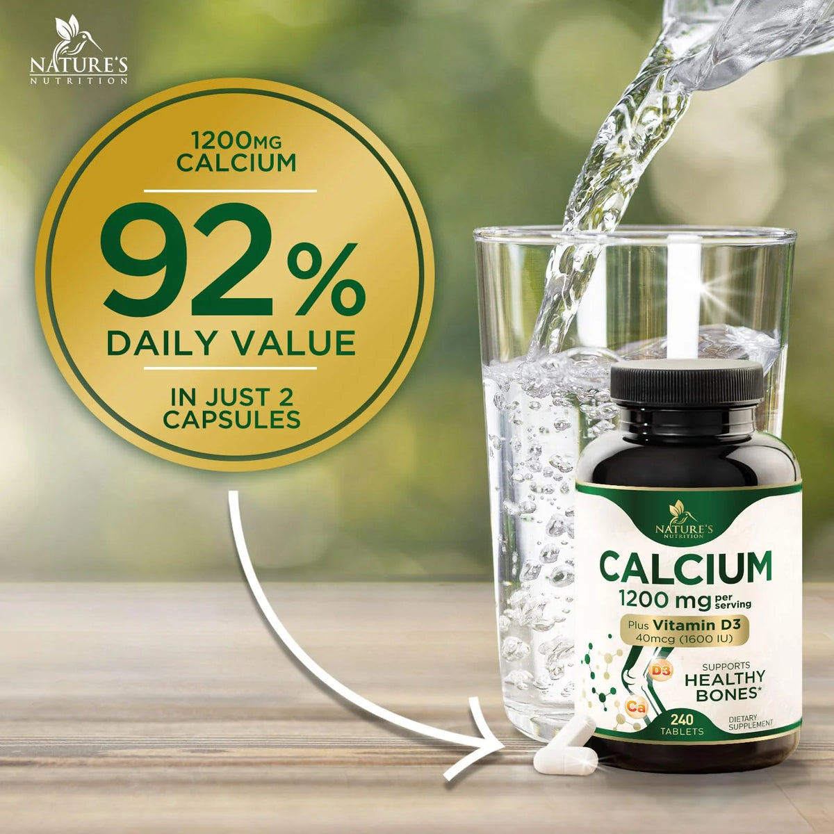 240 Tablets Calcium 1200 mg with Vitamin D3 Dietary Supplement A231944