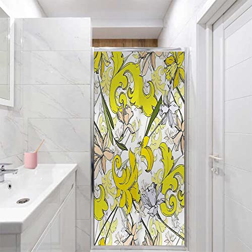 Floral Yellow Window Privacy Film, 17.7 inch by 23.6 inch C109