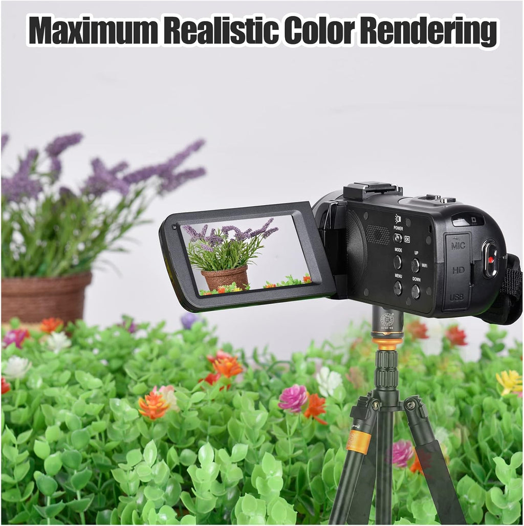 4K 48MP 3.0 Inch IPS Touch Screen Camcorder with Microphone and 2 Batteries (Black) X208455