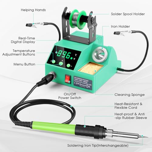 100W Digital Display Soldering Iron Station Kit with 2 Helping Hands L914