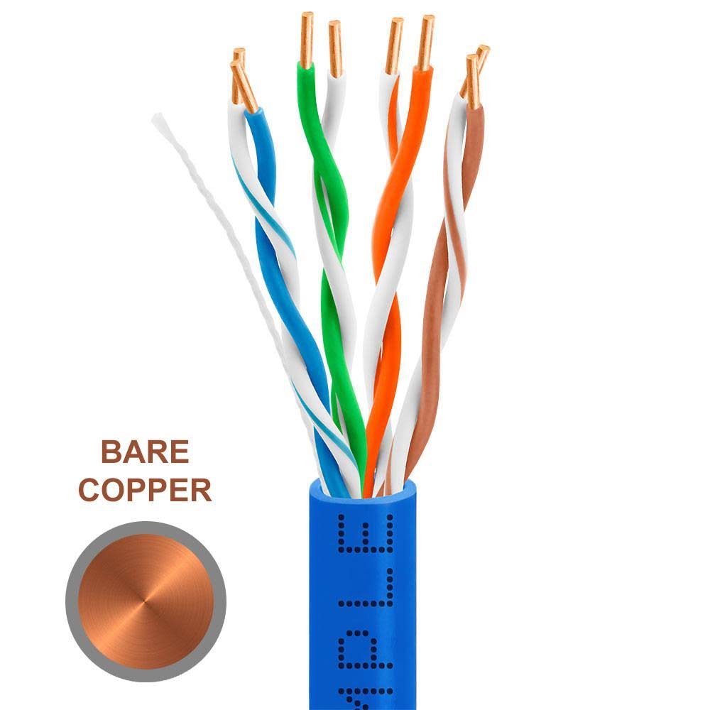 Cat-5e Bulk Cable 350MHz UTP 24AWG Bare Copper 1000ft Blue W1923