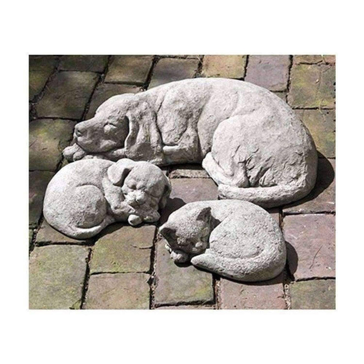 Grey Stone Reclining Dog Statue P11798