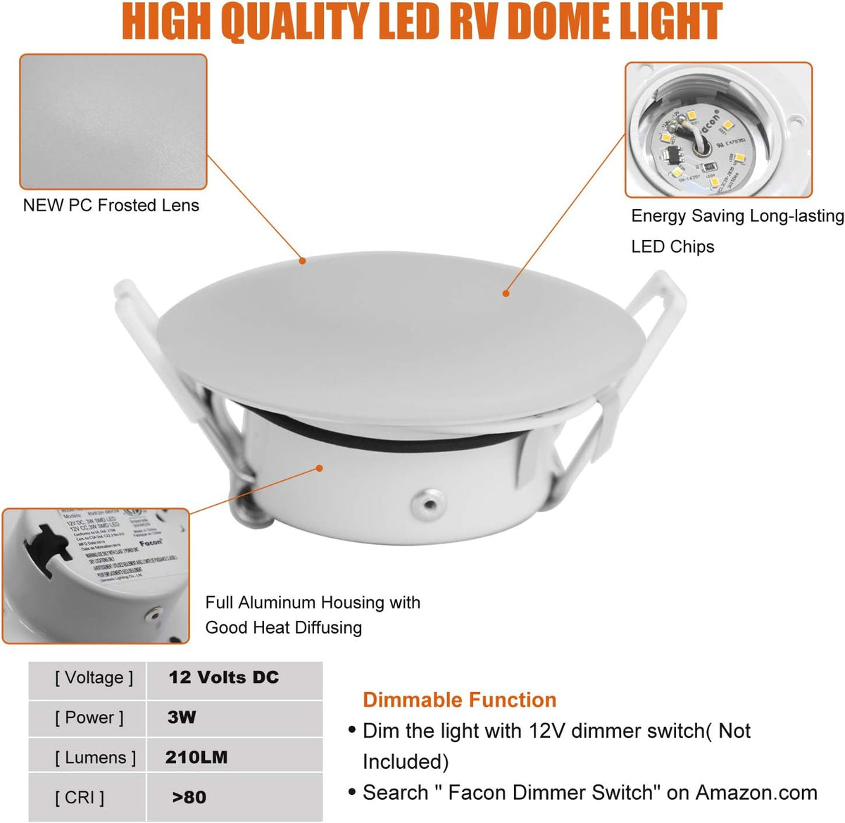3 Inch LED Recessed Ceiling Light Pack of 6 U30082