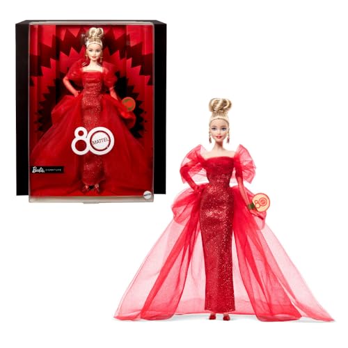 Glittery Red Tulle Gown Doll with Blonde Hair P3533