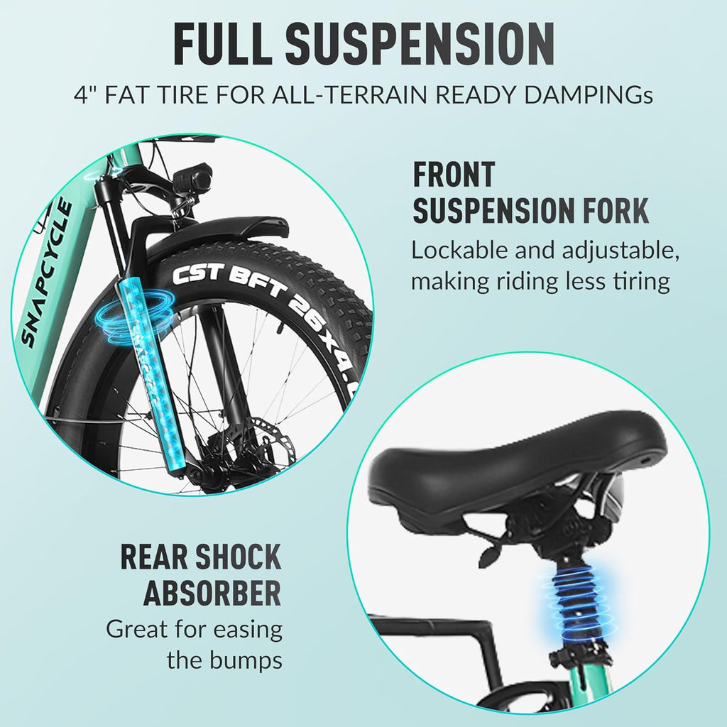 1000W Peak Motor 26" x 4.0 Fat Tire Step-Thru Ebike with 48V 15AH Removable Battery W7390