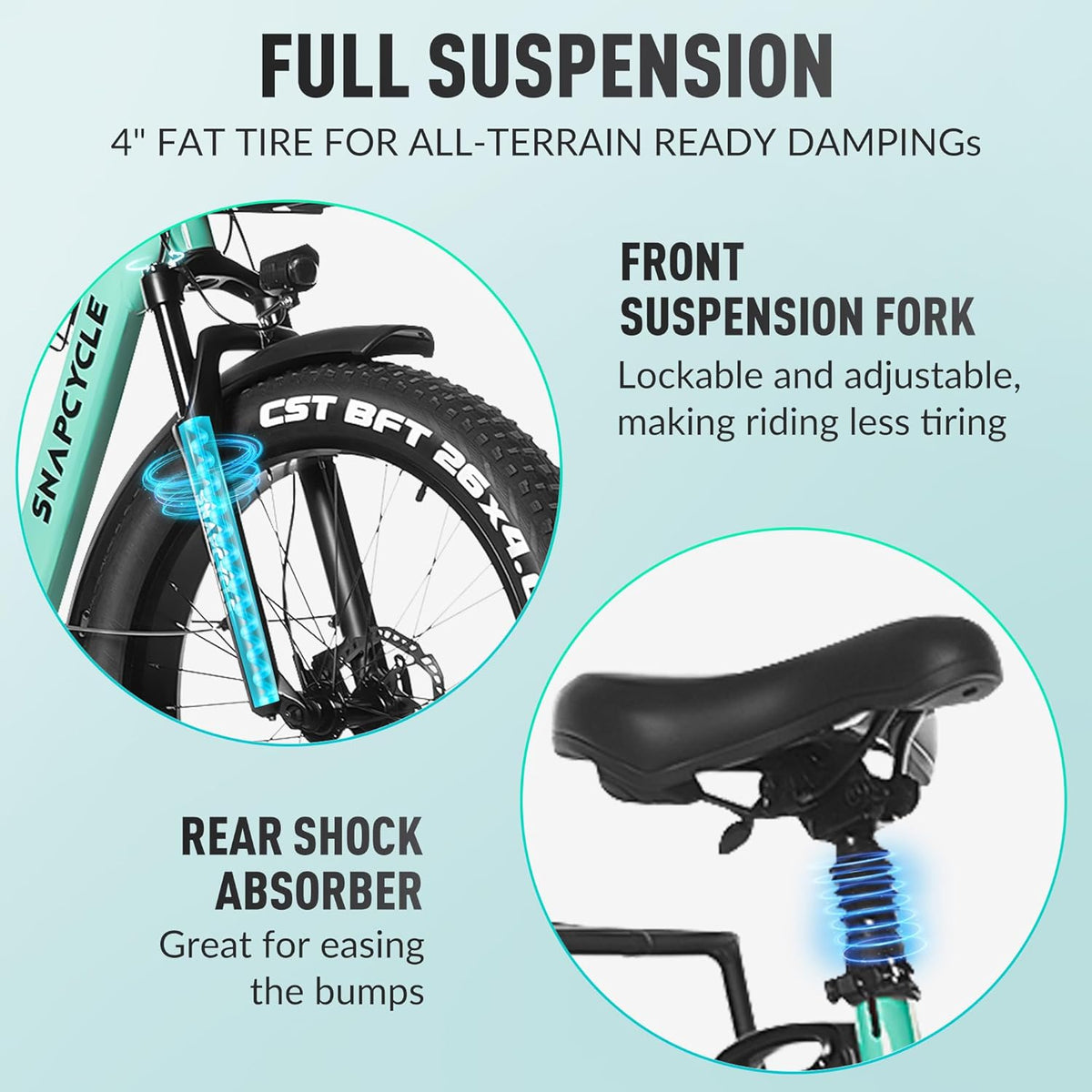 1000W Peak Motor 26" x 4.0 Fat Tire Step-Thru Ebike with 48V 15AH Removable Battery W7390