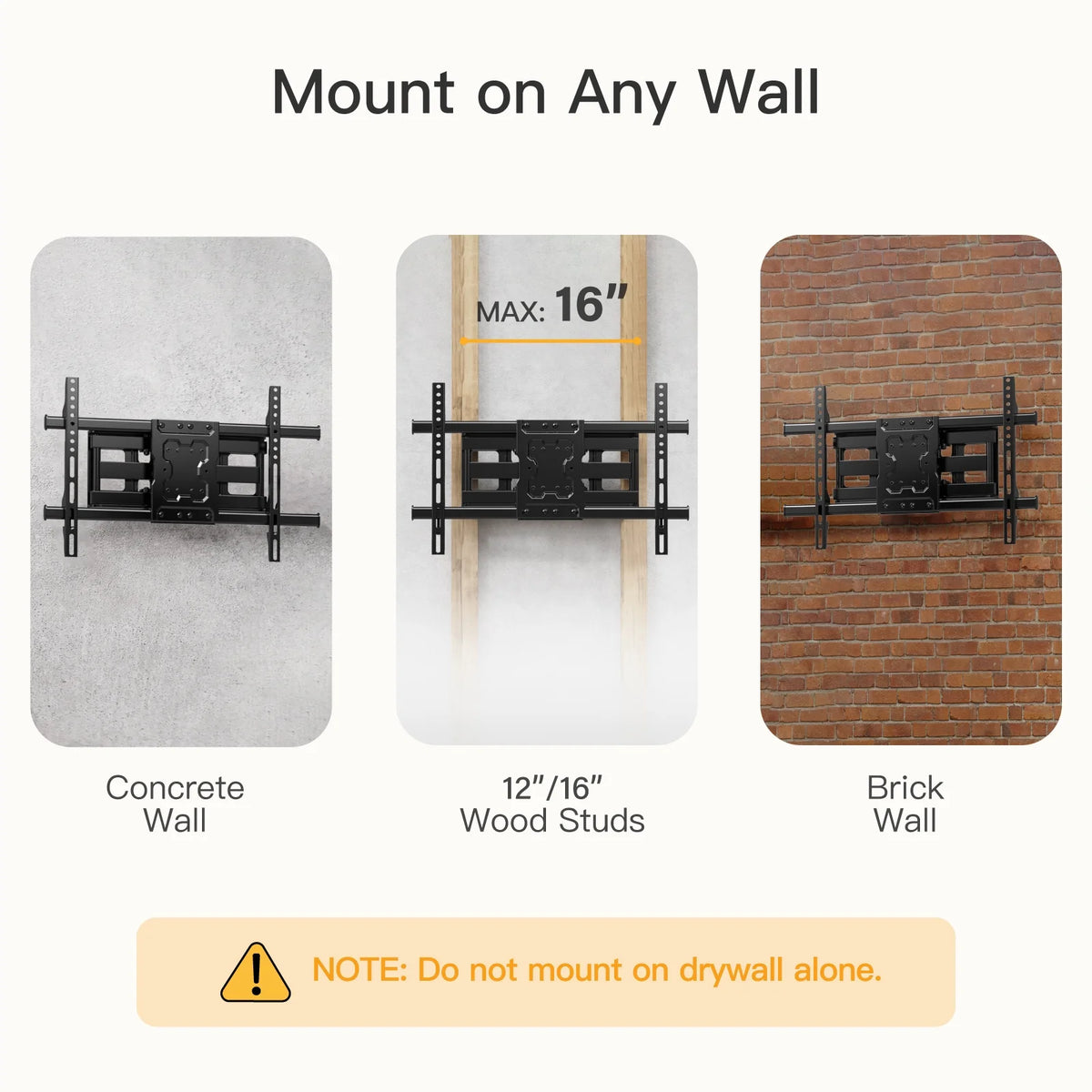 Full Motion TV Wall Mount for 37-75 inch TVs Holds up to 132lbs X568