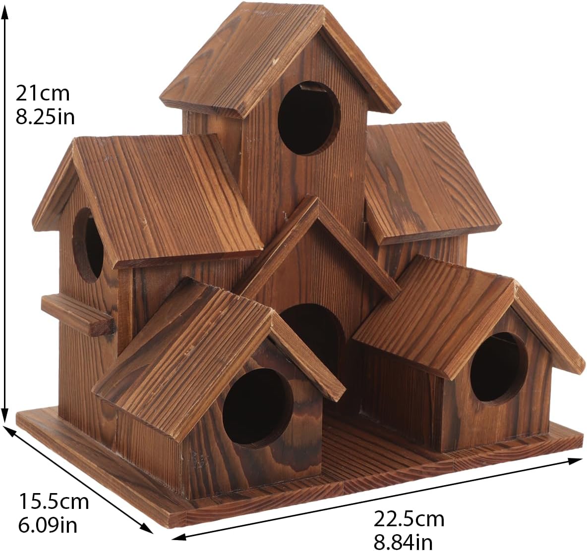 6 Hole Handmade Natural Wooden Bird House D331608