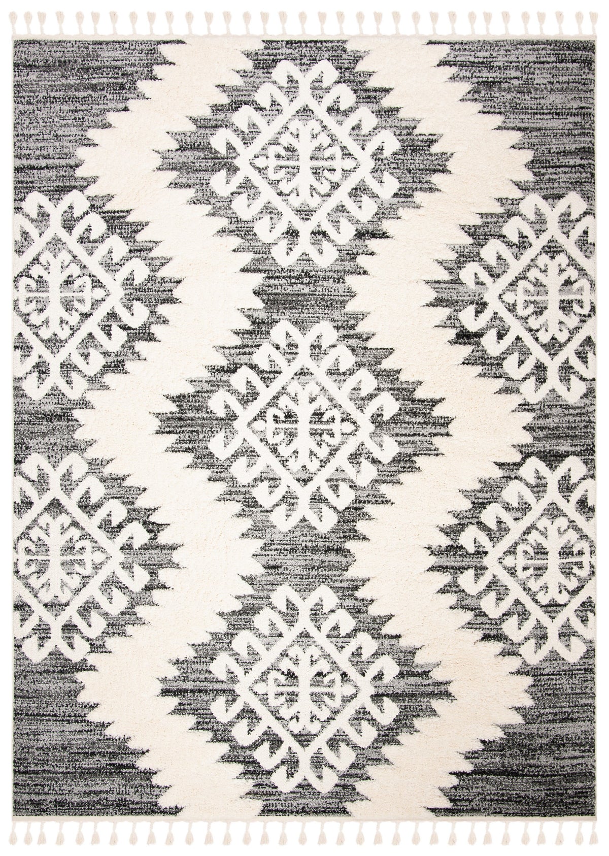 Ivory/Grey 9' x 12' Shag Area Rug Y544