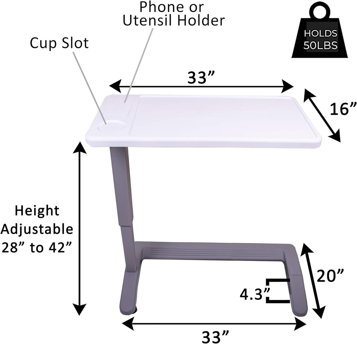Overbed Table with Wheels U877614