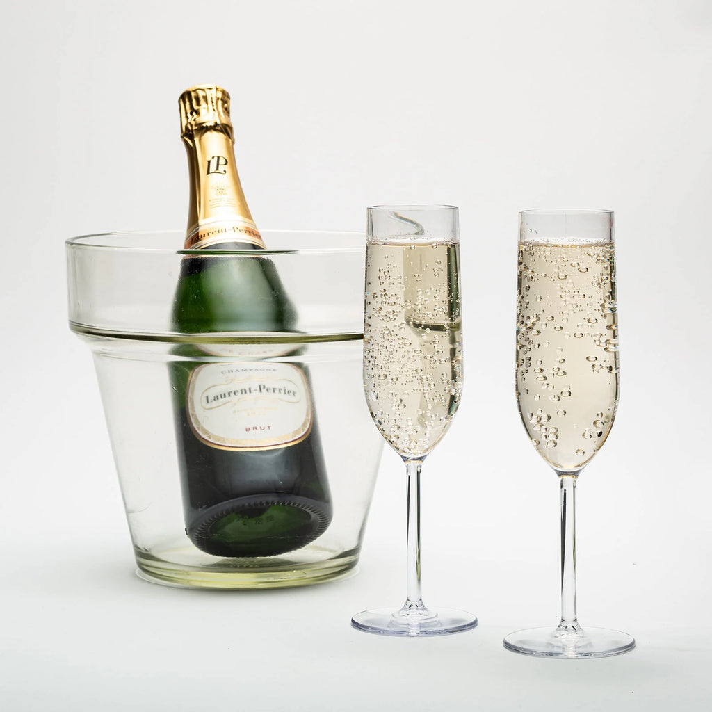 Set of 6 Crystal Clear Tritan Plastic Champagne Flutes Y414727