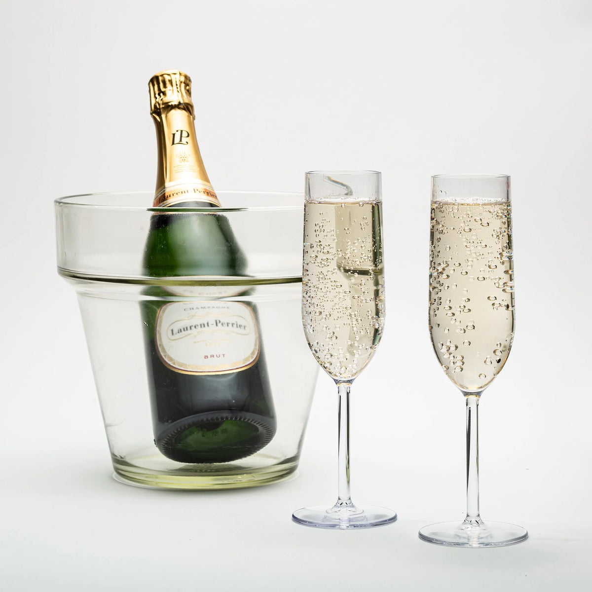 Set of 6 Crystal Clear Tritan Plastic Champagne Flutes Y414727