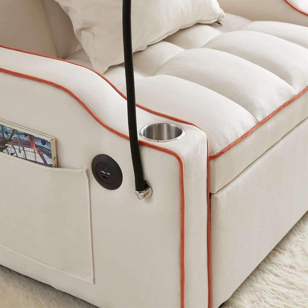 3-in-1 Convertible Pull Out Sleeper Chair Bed with Multi-Pockets S73440