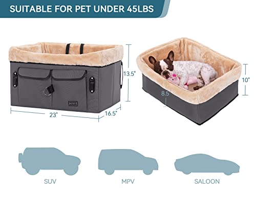Washable Dog Booster Seat with Carrying Case (Small, Tan) M192