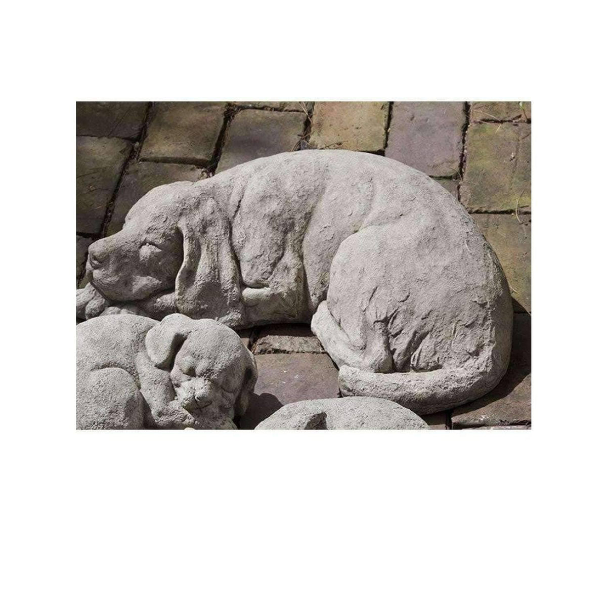 Grey Stone Reclining Dog Statue P11798