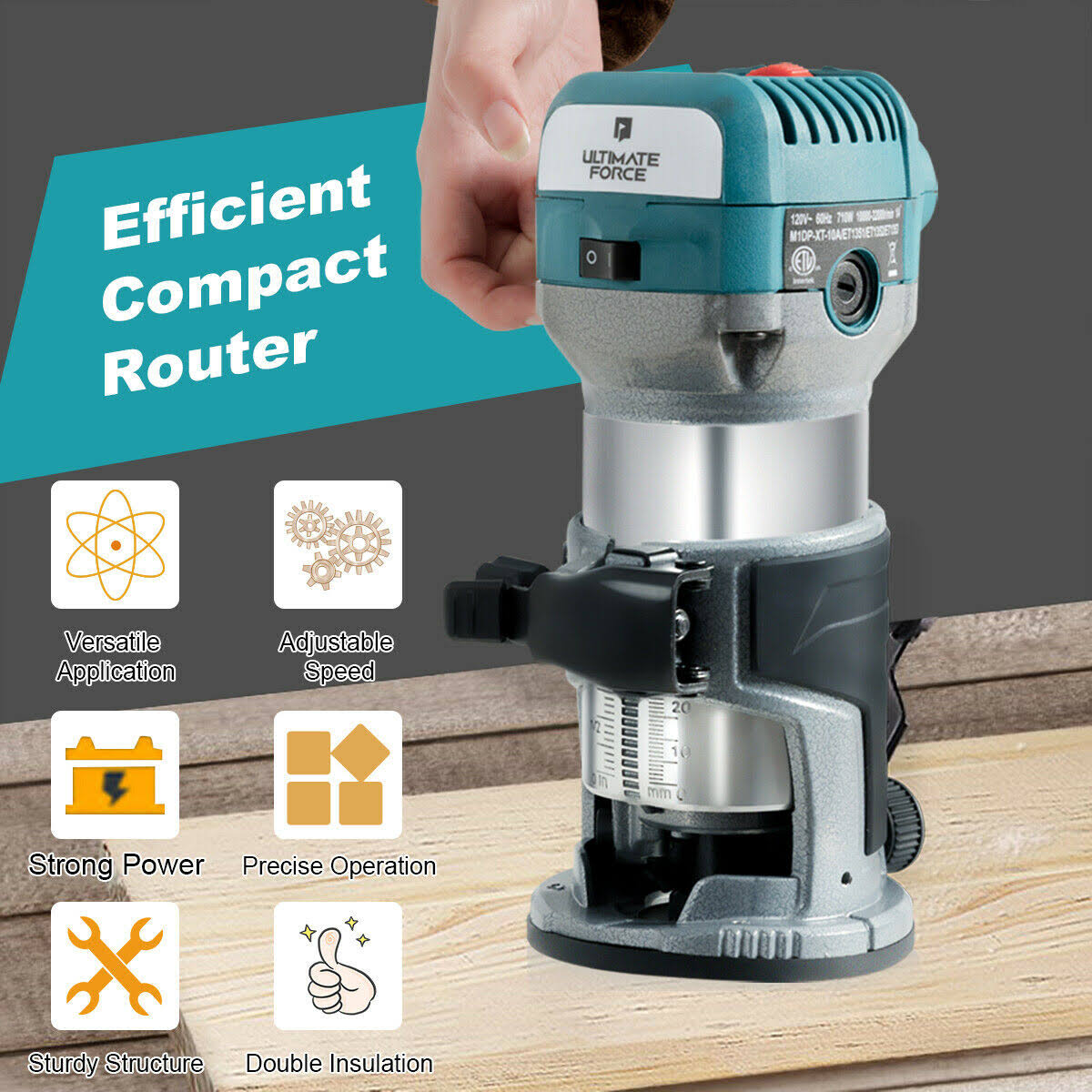 1.25HP Variable Speed Palm Router with Plunge Base M259