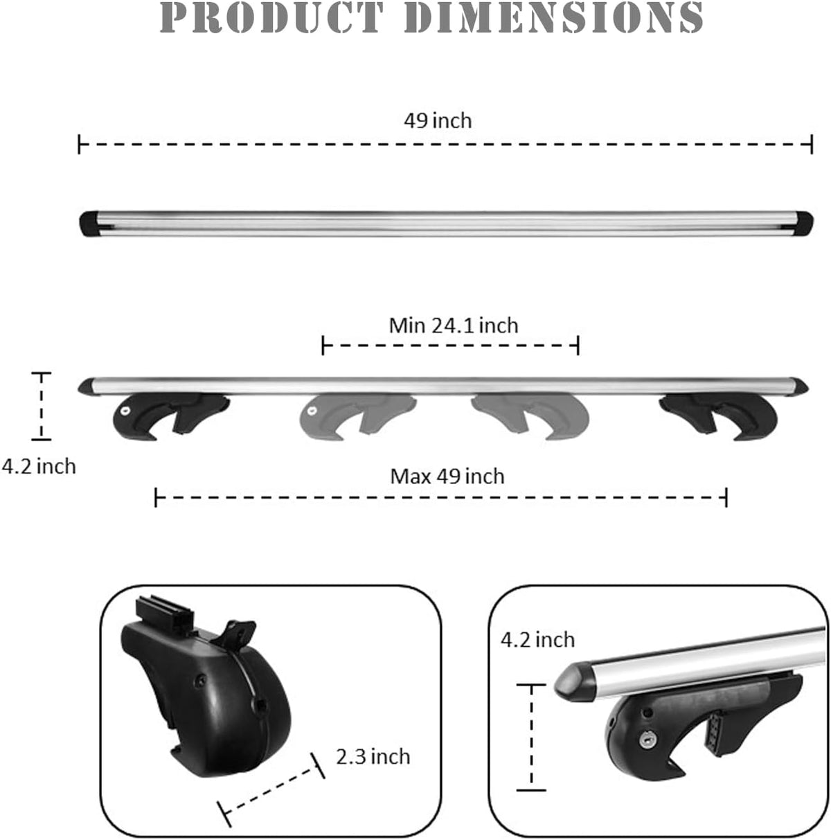 52" Adjustable Aluminum Roof Rack Cross Bars with 4 Locks F579213
