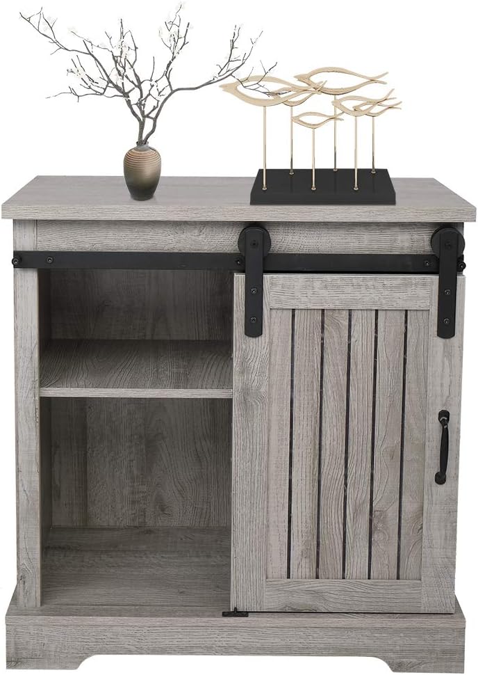 32 Farmhouse Barn Door Wood Accent Chest with Drawer D5795