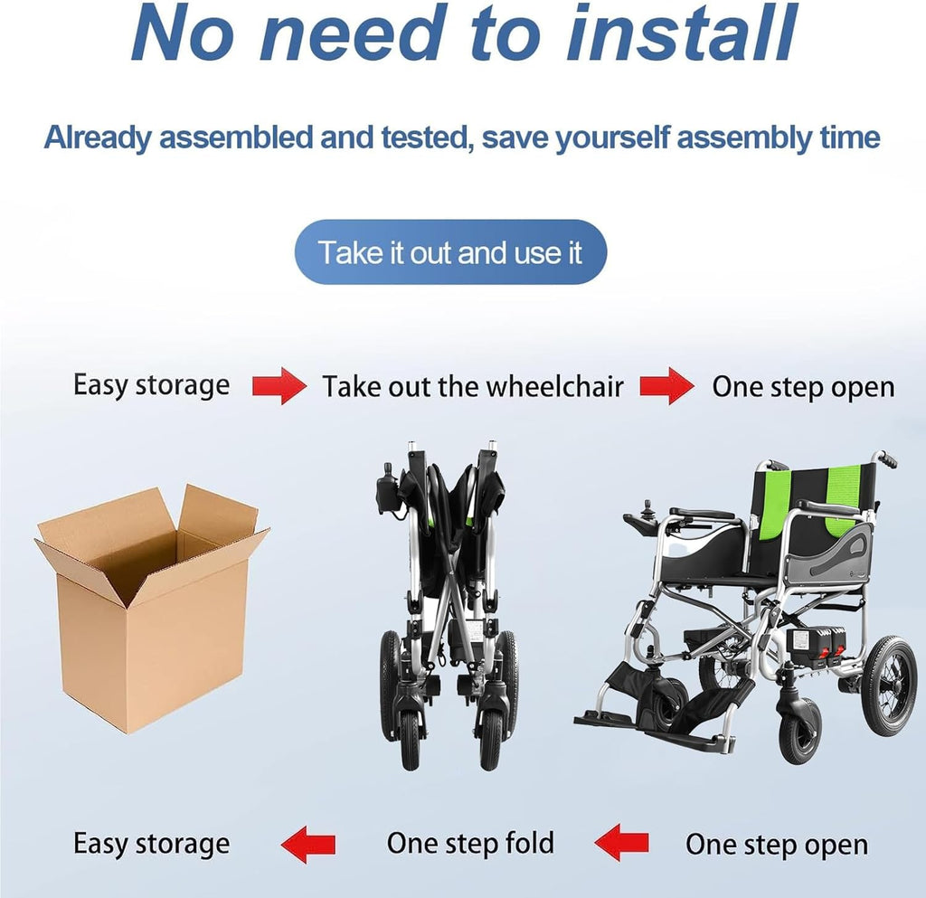 Ultra Lightweight Foldable Electric Wheelchair 30Lbs 5.2AH 2X250w H489