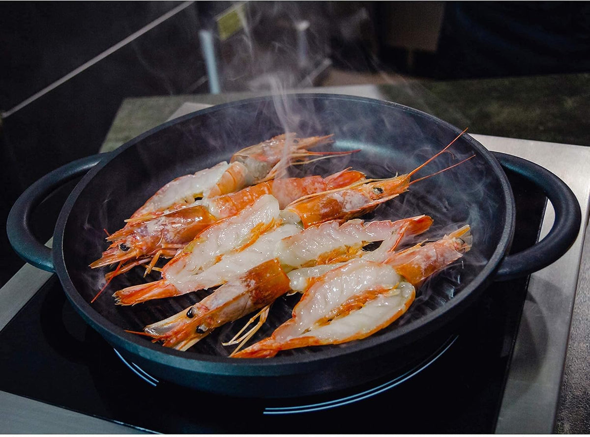Cast Aluminium Griddle Pan with Glass Lid, 10.6 Diameter, Non-Stick W392