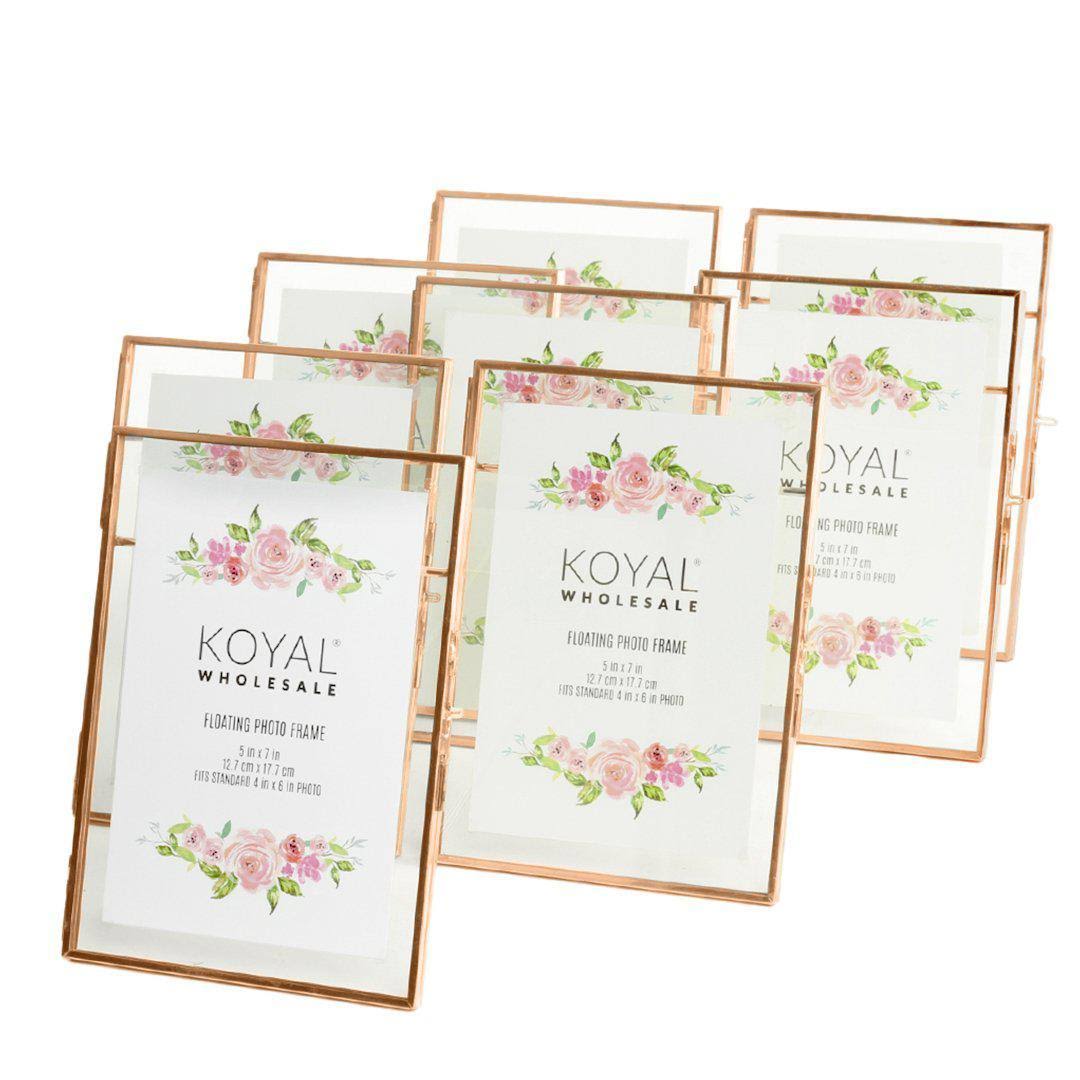 8-Pack Pressed Glass Floating Photo Frames 5 x 7 F641