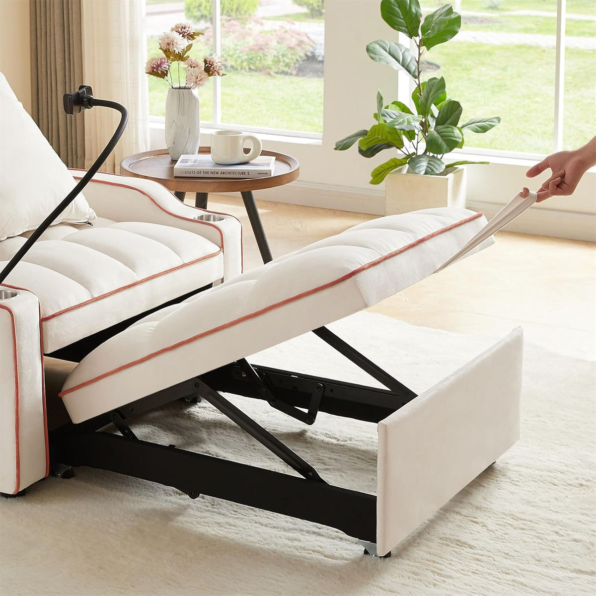 3-in-1 Convertible Pull Out Sleeper Chair Bed with Multi-Pockets S73440
