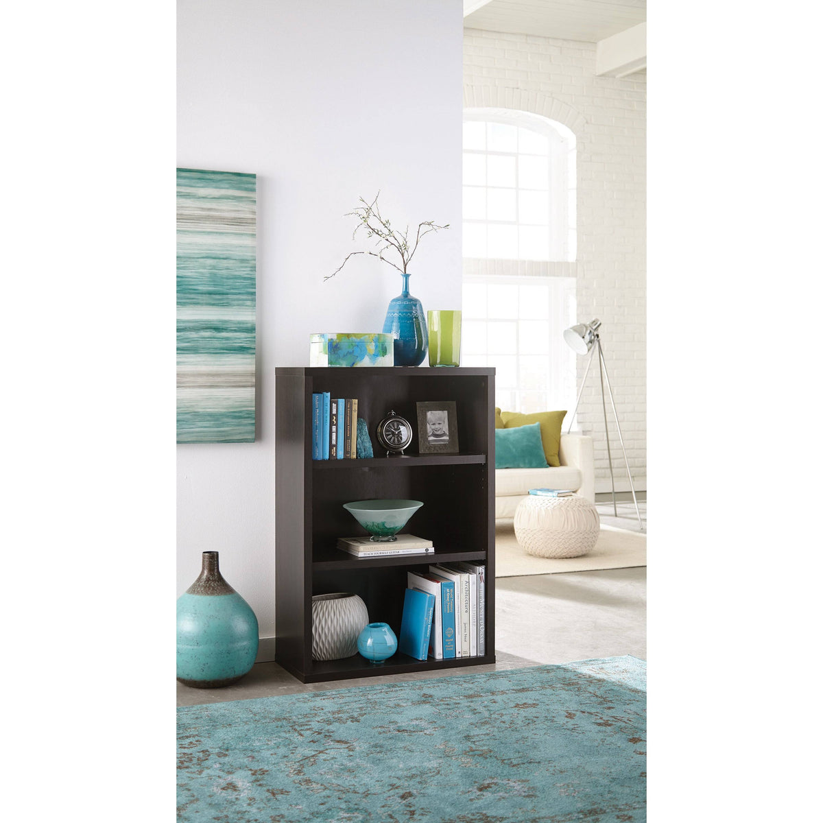 3-Shelf Black Walnut Bookcase P24777