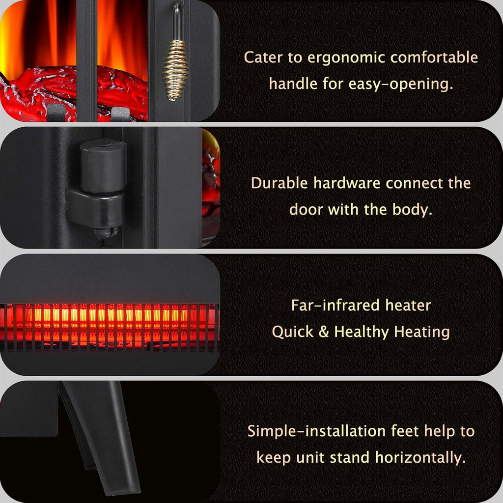 3D Infrared Electric Fireplace Stove, Freestanding Fireplace Heater, 1000W/1500W (16 Inch) N496349