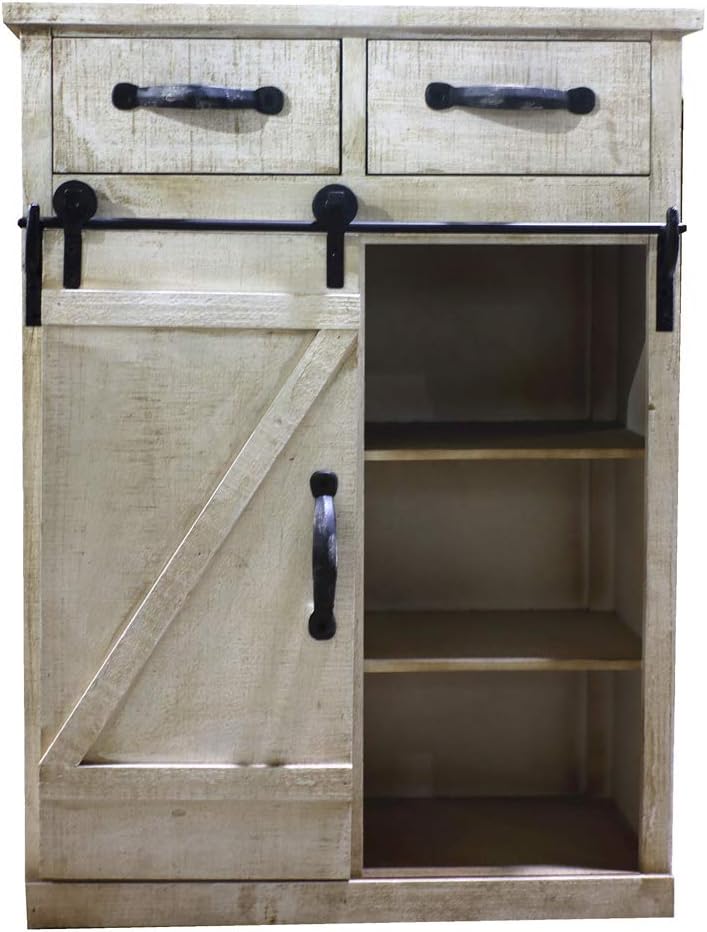 32 Farmhouse Barn Door Wood Accent Chest with Drawer D5795